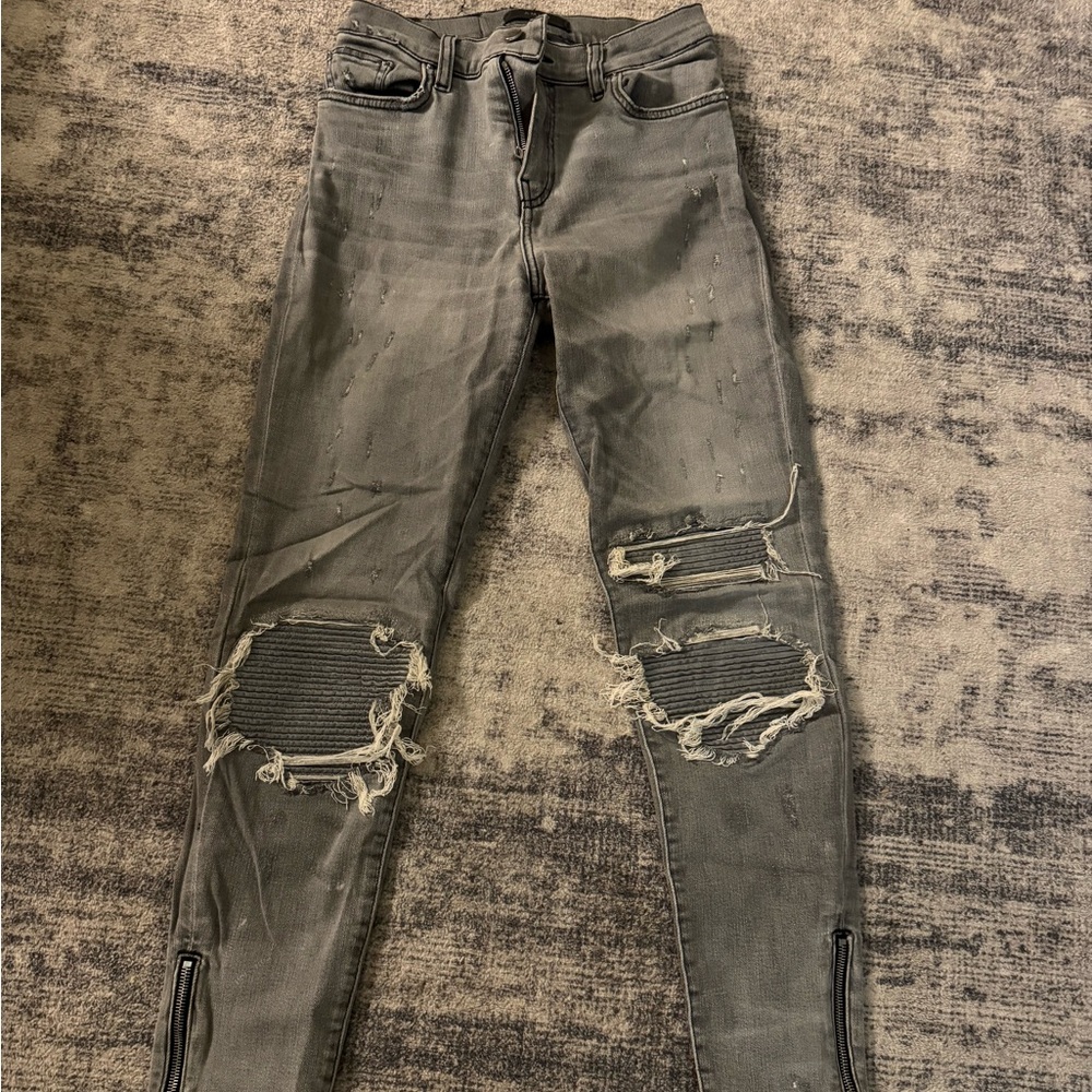 AMIRI Gray Denim with Distressed Details